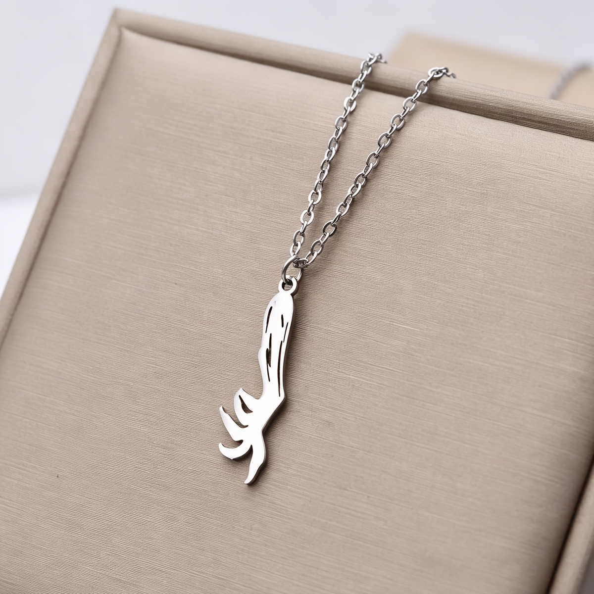 Stainless Steel Abstract Hand Pendant Necklace for Women